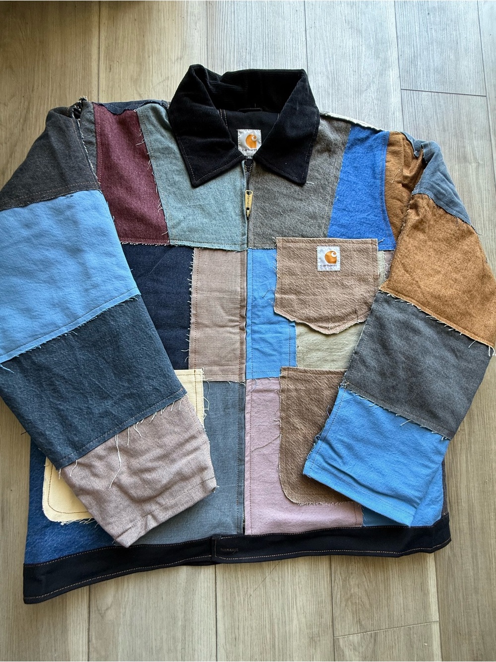 Reworked Vintage Carhartt Men's Patchwork Canvas Jacket - Multicolor